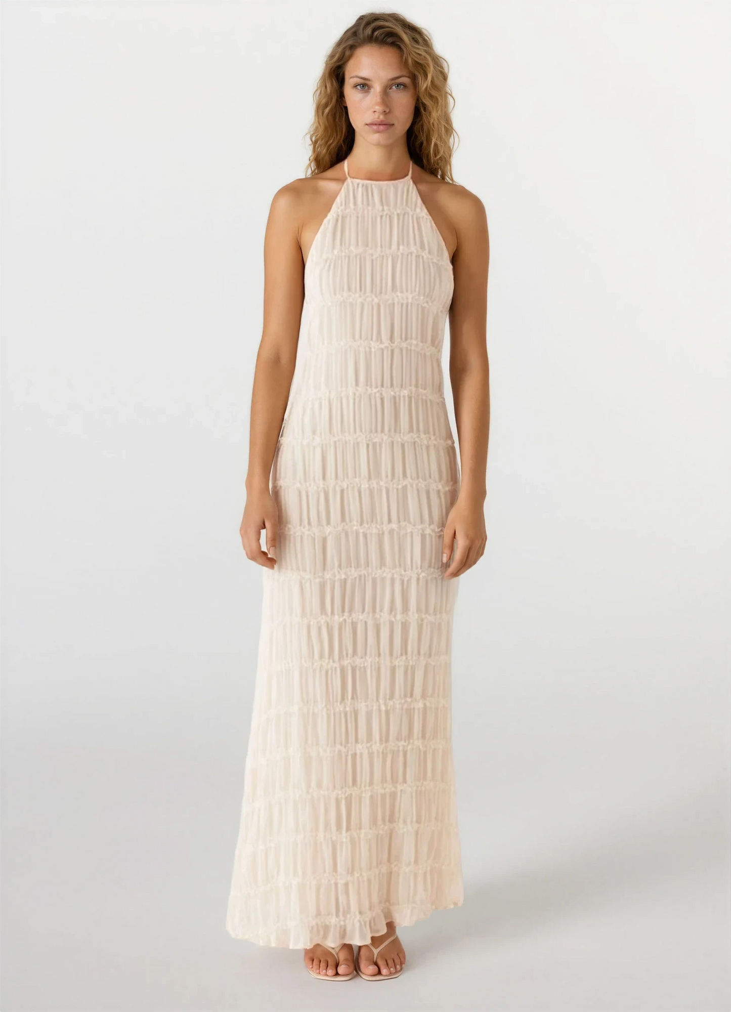 Greta Backless Maxi Dress in Cream
