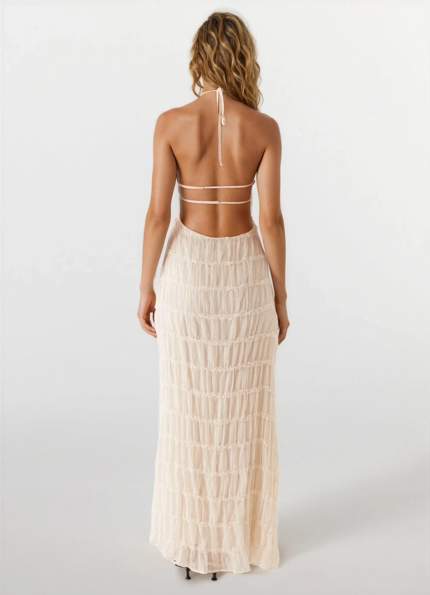Greta Backless Maxi Dress in Cream