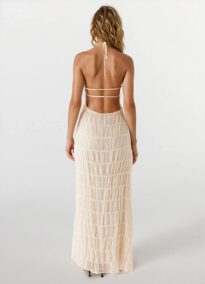 Greta Backless Maxi Dress in Cream
