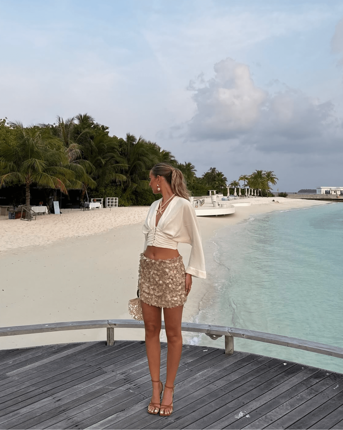Gwen Sequin Beach Set in Beige