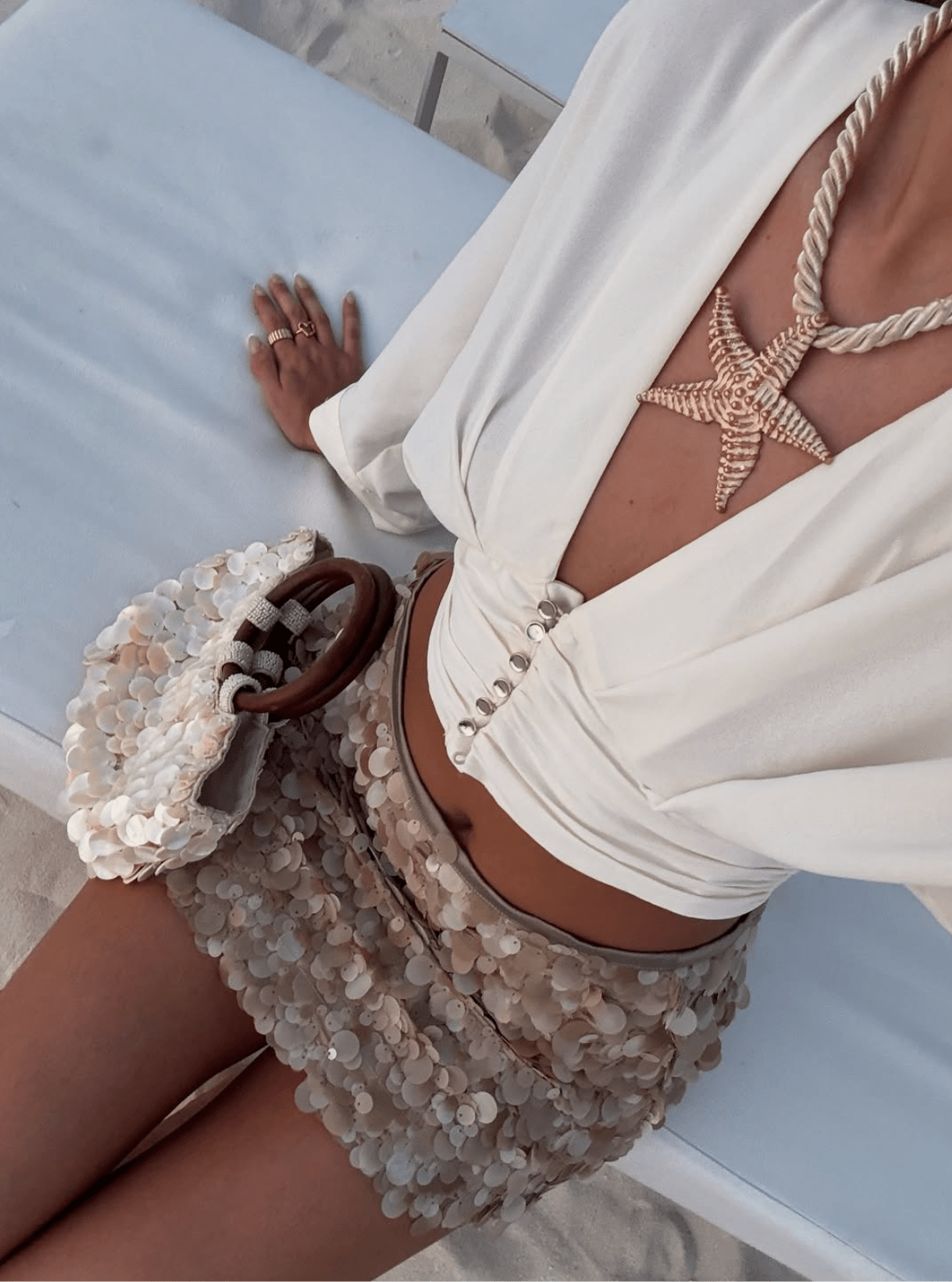 Gwen Sequin Beach Set in Beige