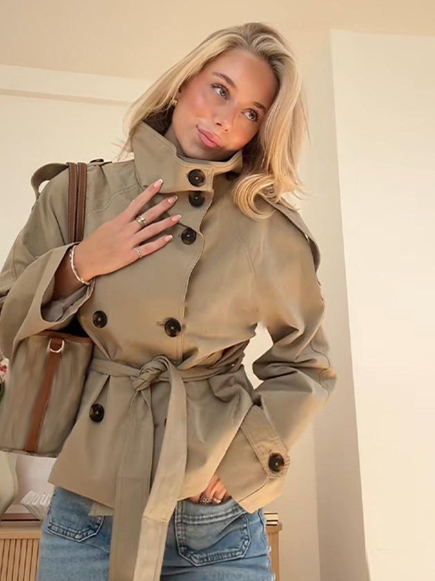 Gwyneth Double Breasted Coat in Green