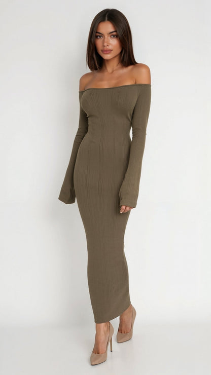 Women off-shoulder maxi dress, front view