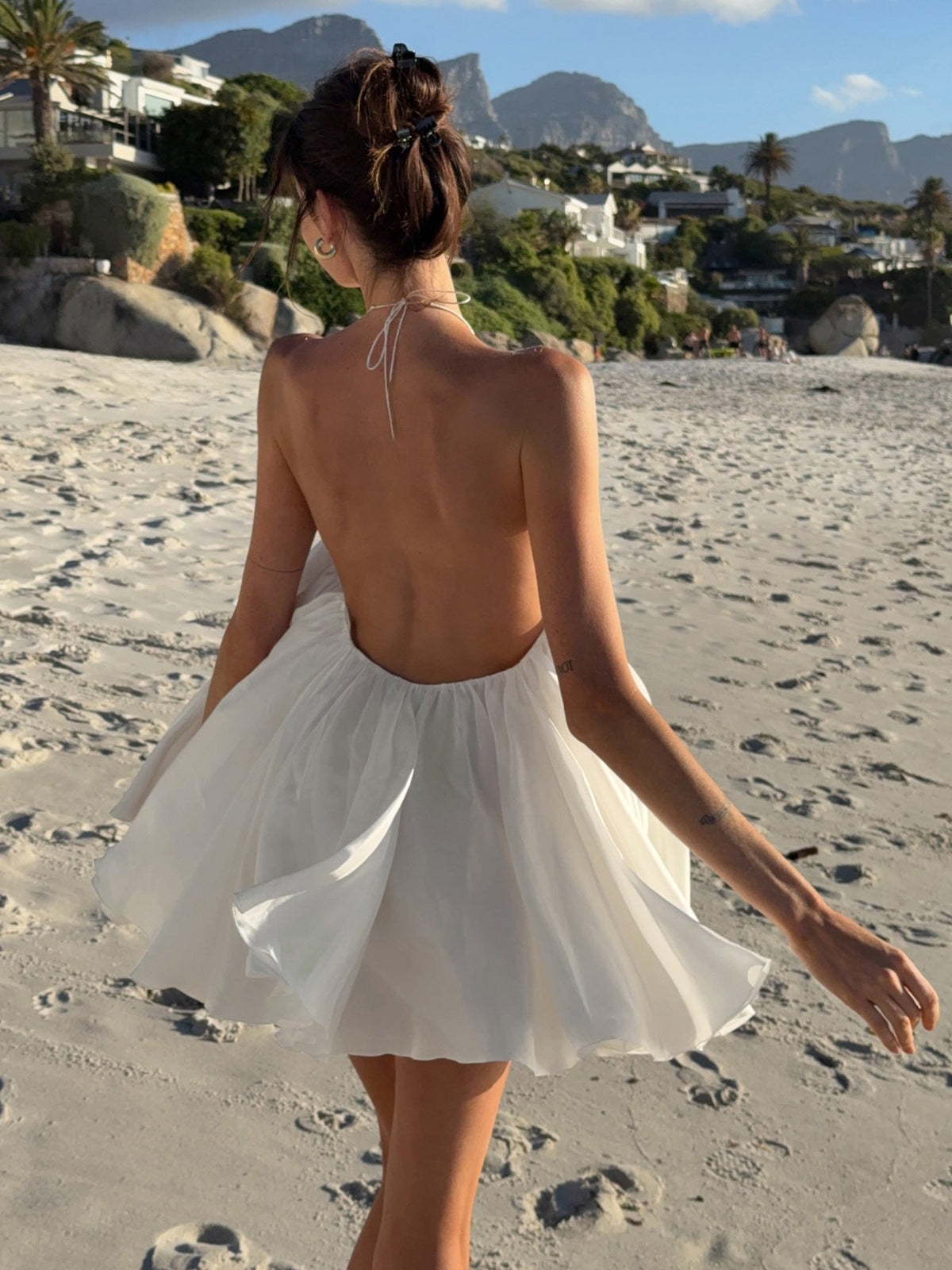 Holly Halter Mini Dress in White