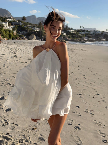 Holly Halter Mini Dress in White