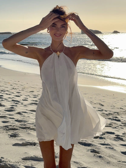 Holly Halter Mini Dress in White