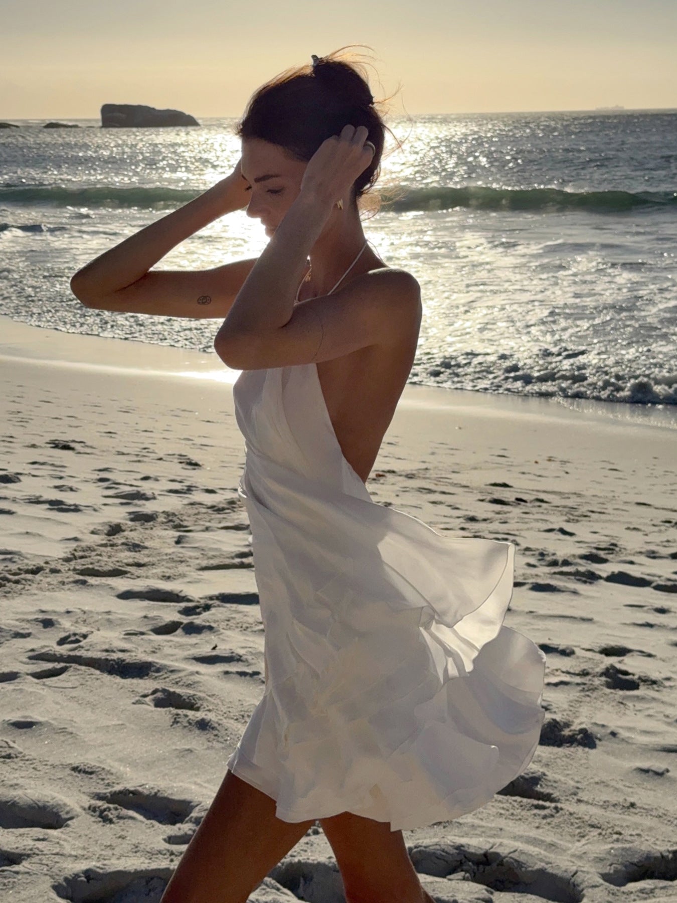 Holly Halter Mini Dress in White