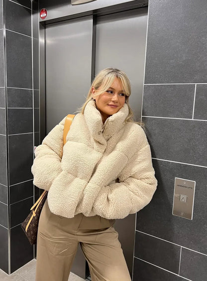 Hope Oversized Teddy Jacket in Beige