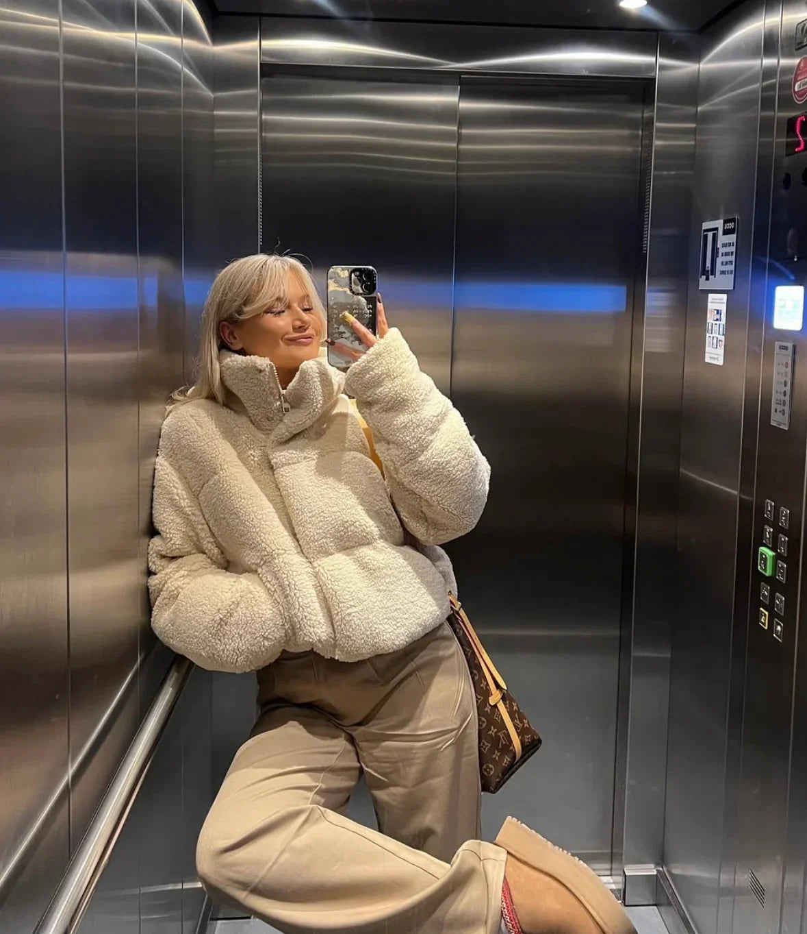 Hope Oversized Teddy Jacket in Beige