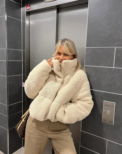 Hope Oversized Teddy Jacket in Beige