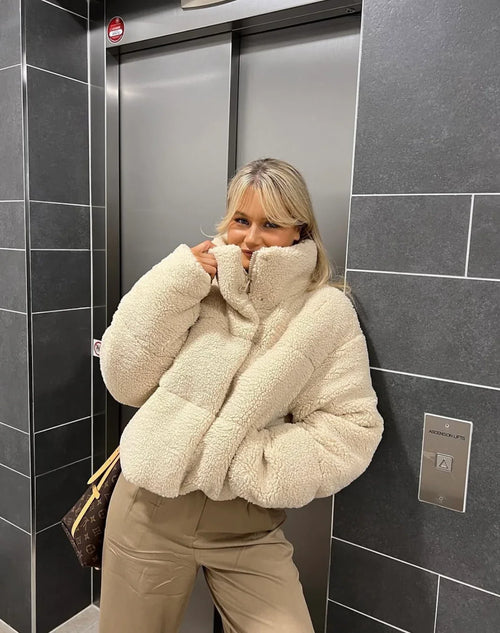 Hope Oversized Teddy Jacket in Beige