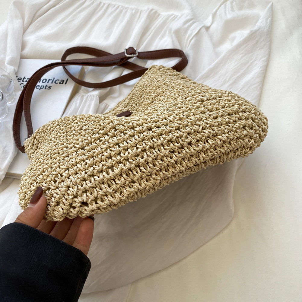 Ida Woven Hobo Bag in Brown