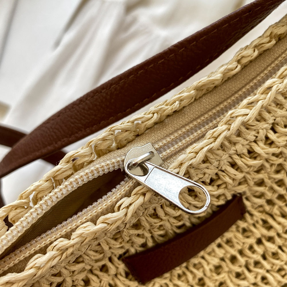 Ida Woven Hobo Bag in Brown