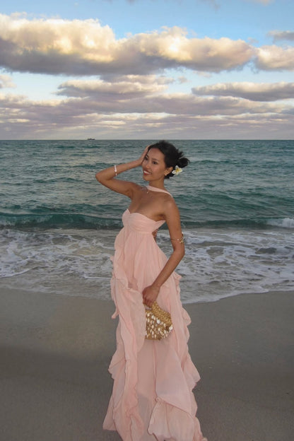 Imogen Strapless Maxi Dress in Pink