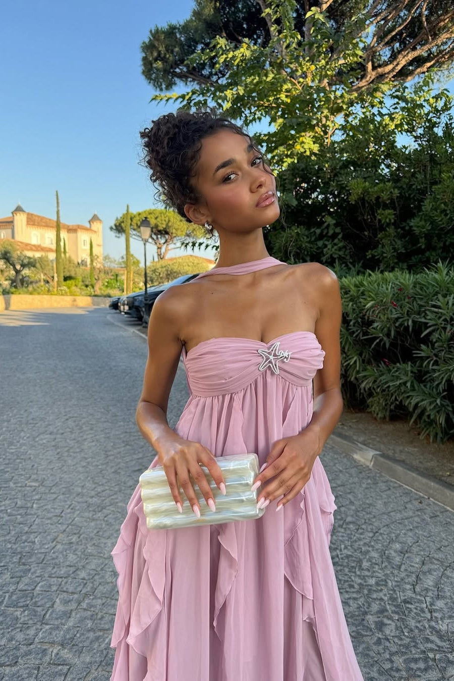 Imogen Strapless Maxi Dress in Pink
