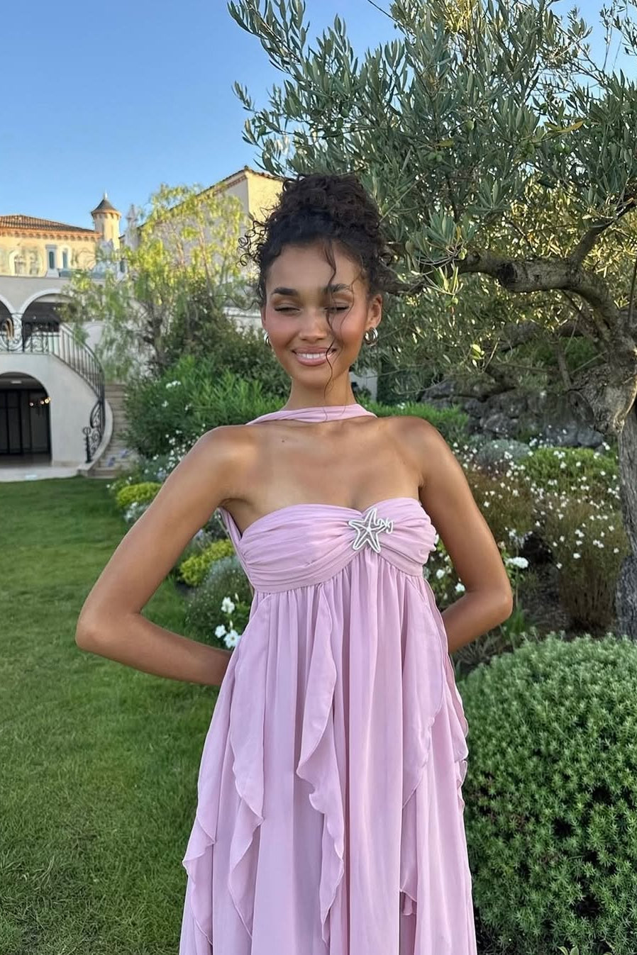 Imogen Strapless Maxi Dress in Pink