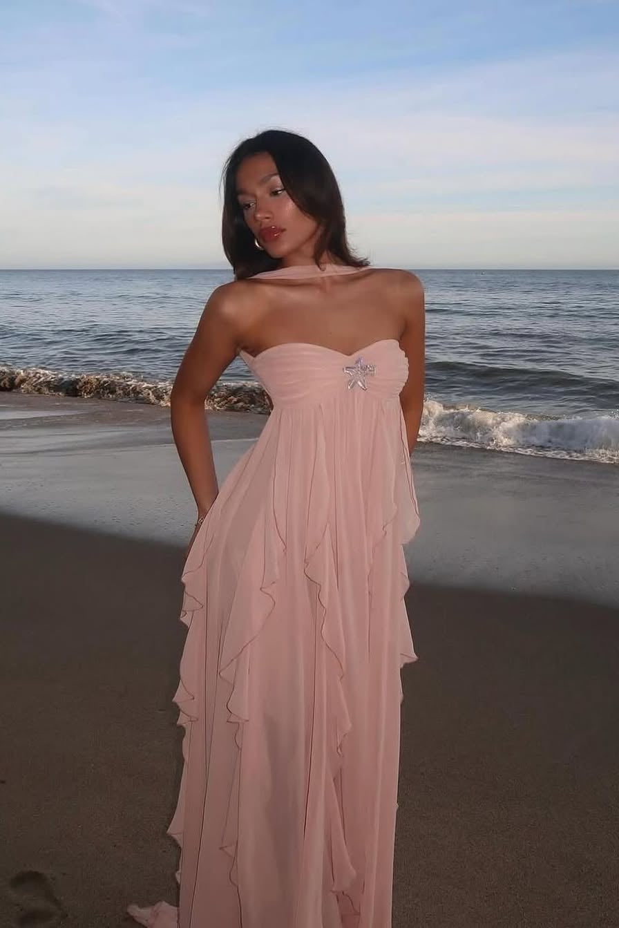 Imogen Strapless Maxi Dress in Pink