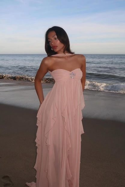 Imogen Strapless Maxi Dress in Pink