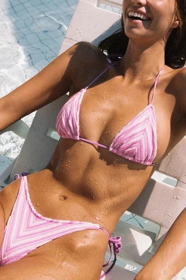 Indyra Triangle Bikini Set in Pink