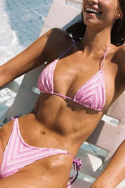Indyra Triangle Bikini Set in Pink