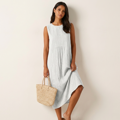 Iris Embroidered Midi Dress in Green