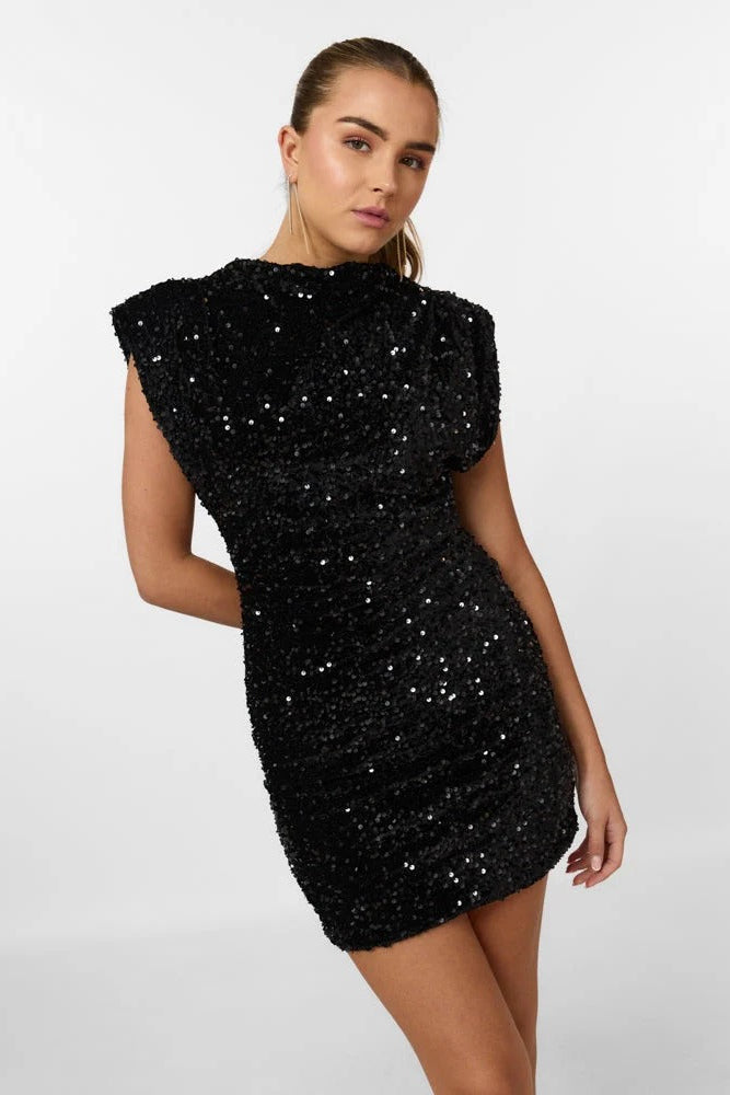 Iris Sequin Mini Dress in Silver