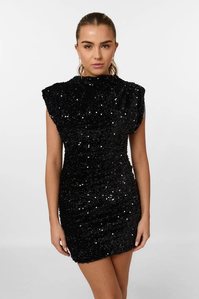 Iris Sequin Mini Dress in Silver