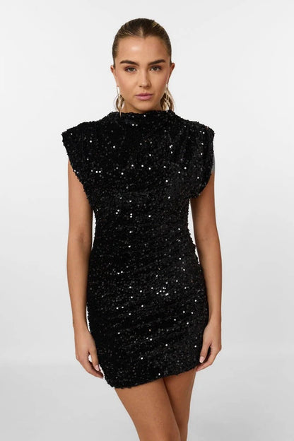 Iris Sequin Mini Dress in Silver