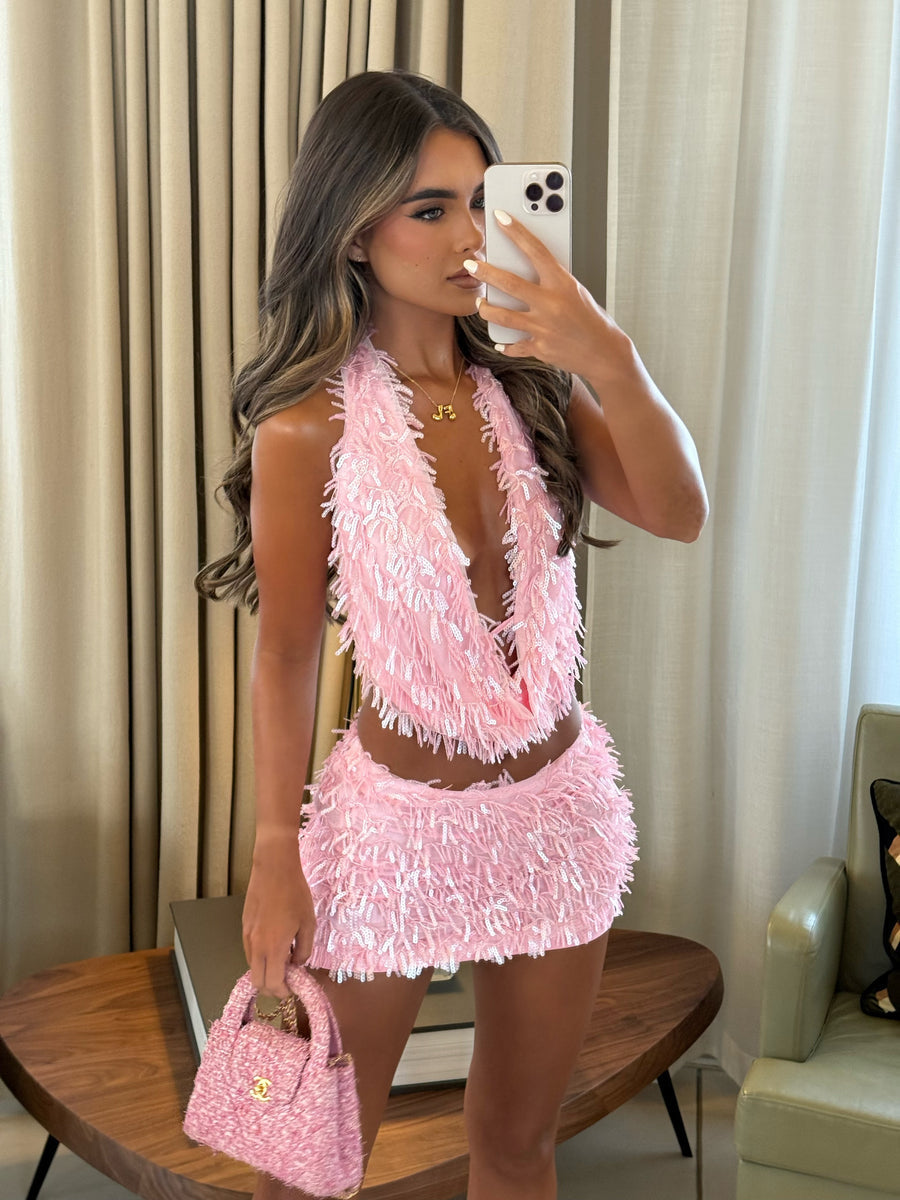 Isa Sequin Deep Set in Pink