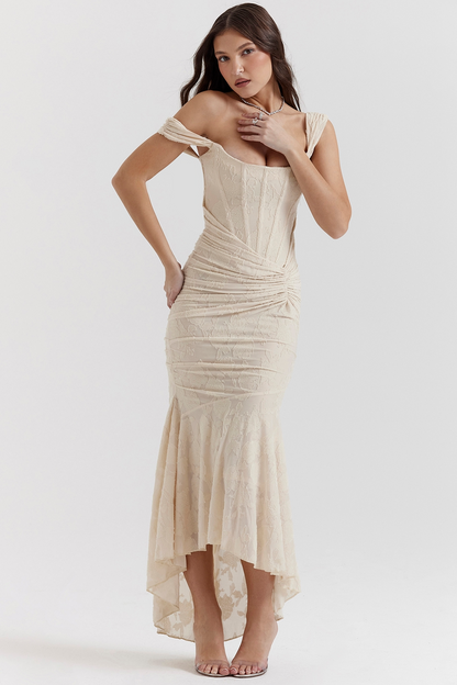 Women bodycon maxi dress, detail close-up