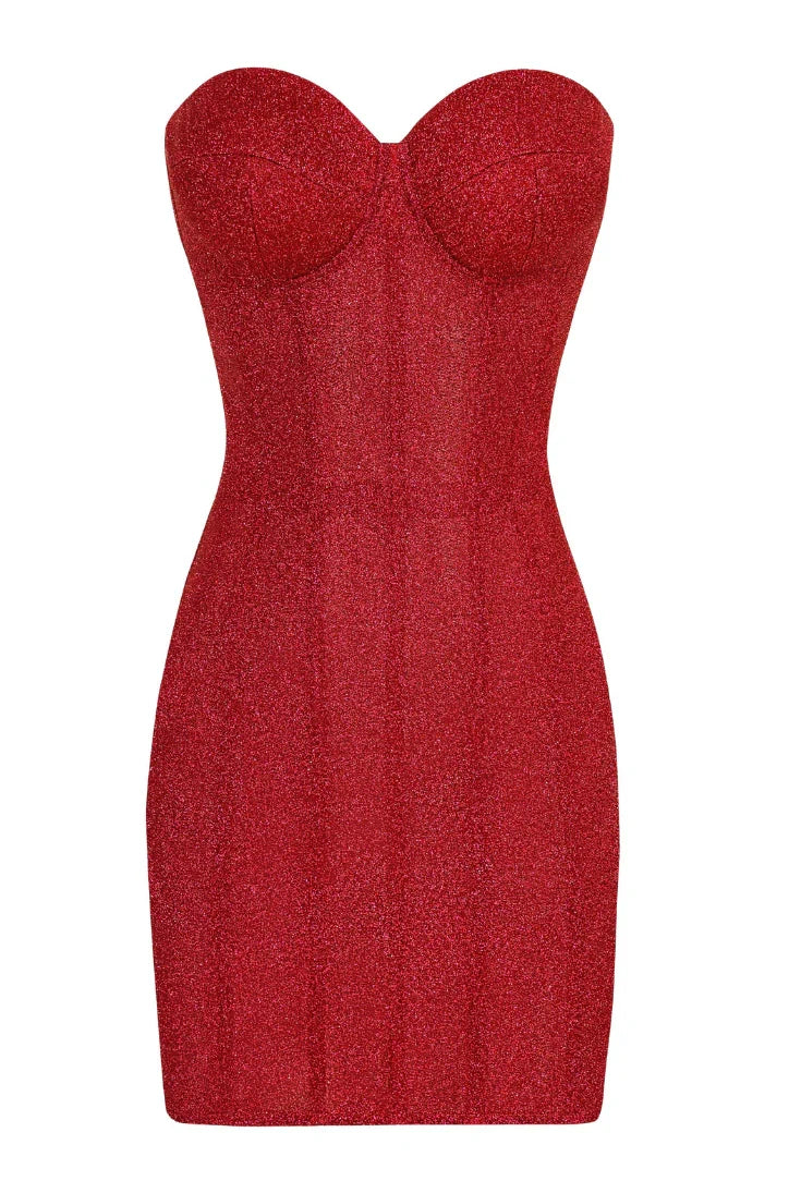 Ivy Strapless Mini Dress in Red