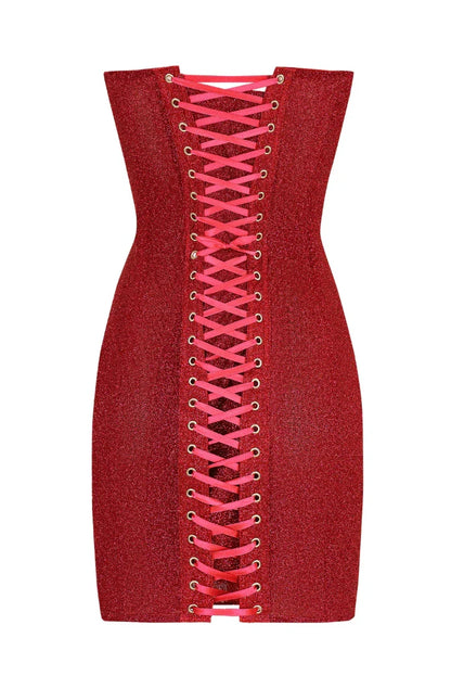 Ivy Strapless Mini Dress in Red