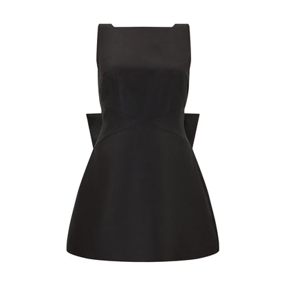 Women boat neck mini dress, back view