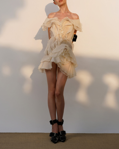 Jazlyn V-Neck Mini Dress in Ivory