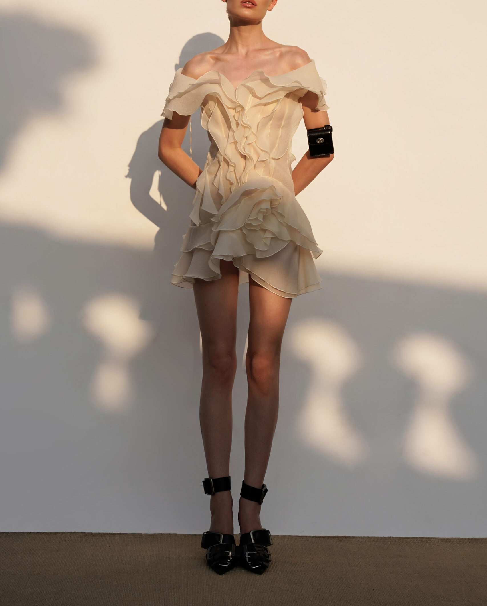 Jazlyn V-Neck Mini Dress in Ivory