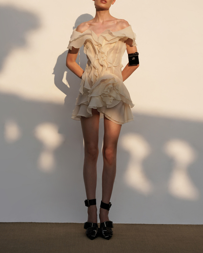 Jazlyn V-Neck Mini Dress in Ivory