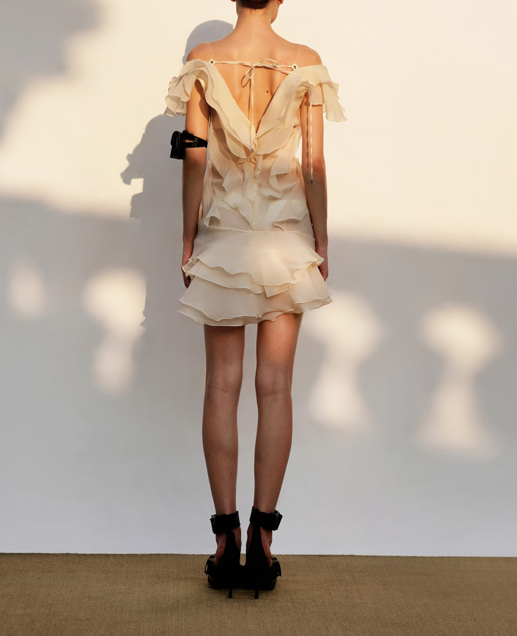 Jazlyn V-Neck Mini Dress in Ivory