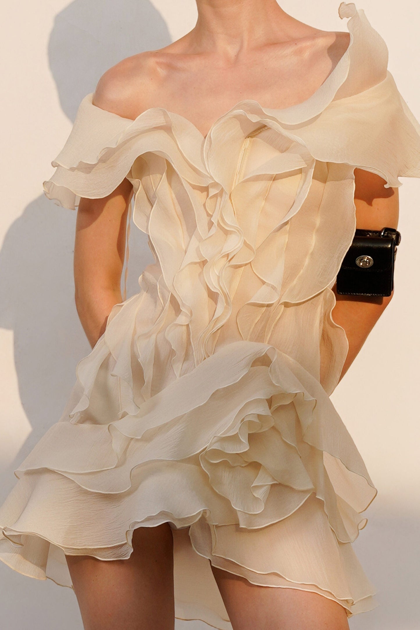 Jazlyn V-Neck Mini Dress in Ivory