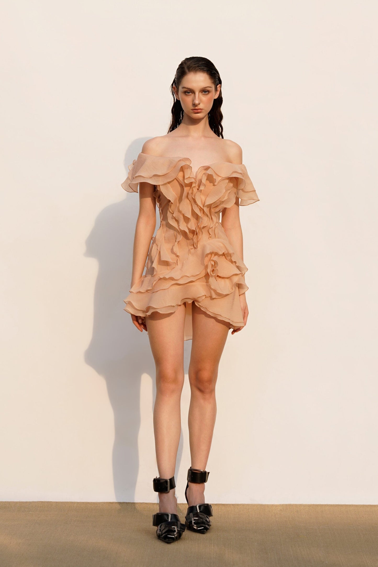Jazlyn V-Neck Mini Dress in Ivory