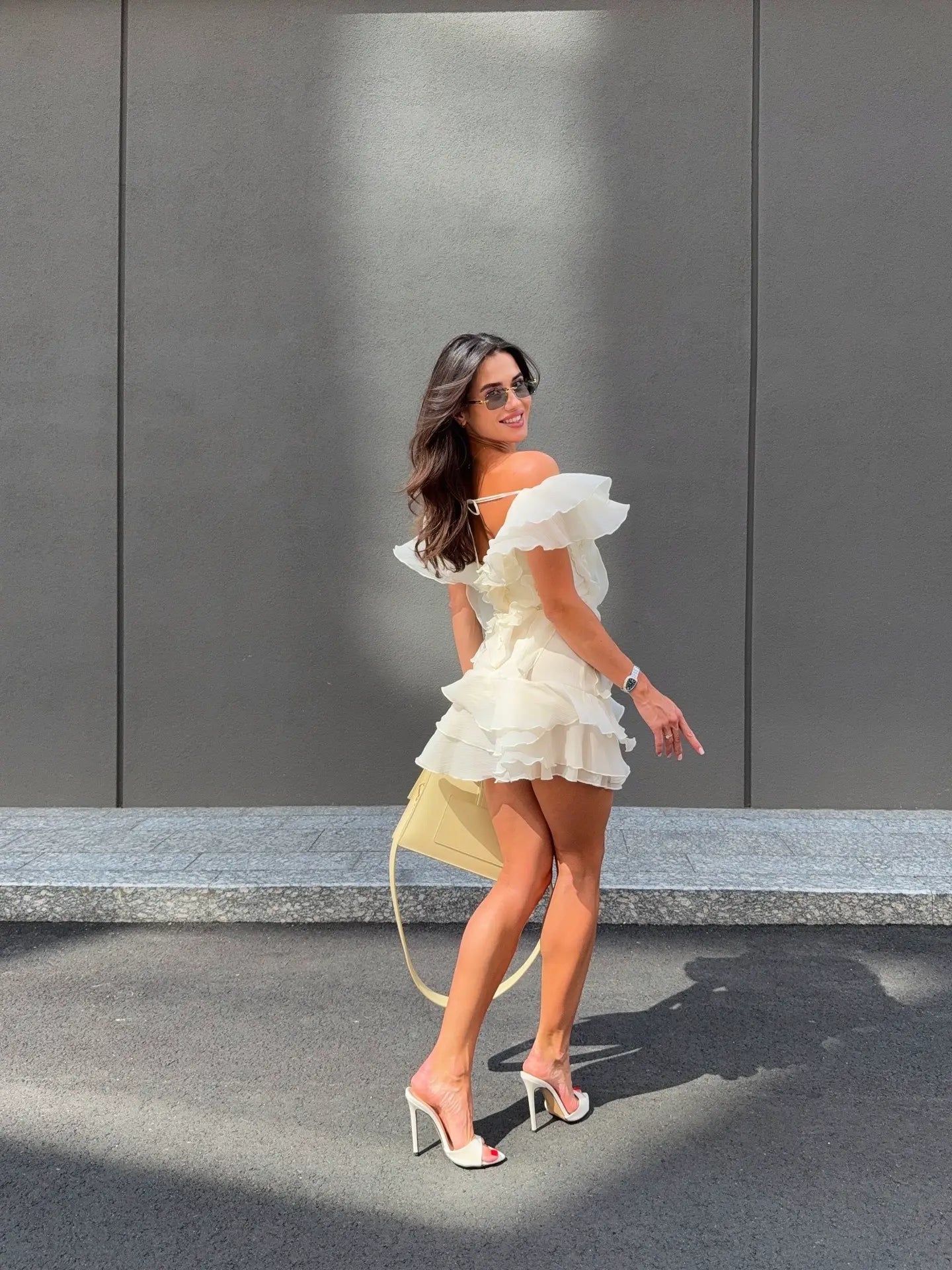 Jazlyn V-Neck Mini Dress in Ivory