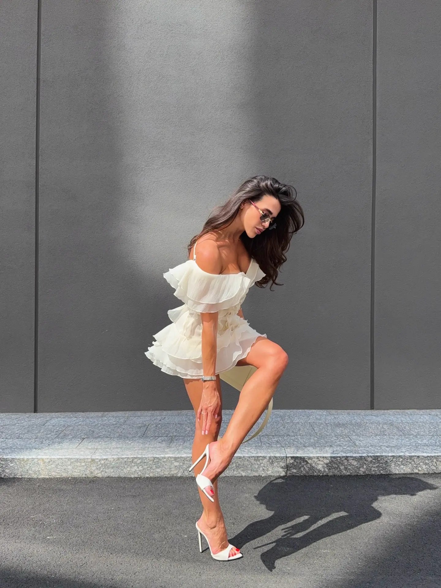 Jazlyn V-Neck Mini Dress in Ivory