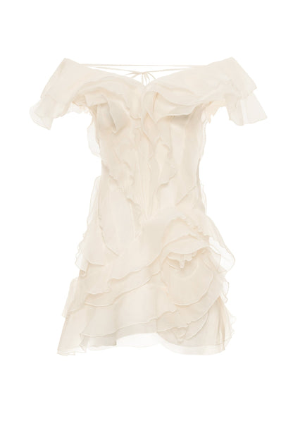Jazlyn V-Neck Mini Dress in Ivory