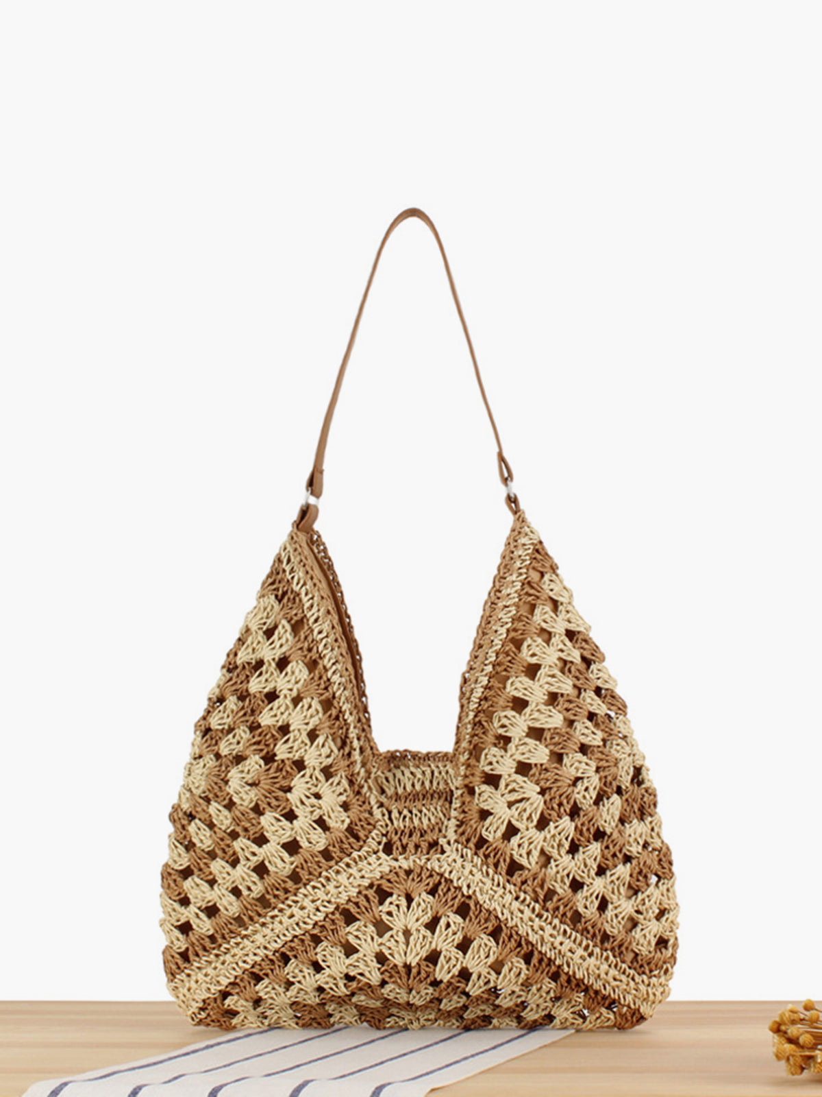 Jenny Embroidered Woven Bag in Black