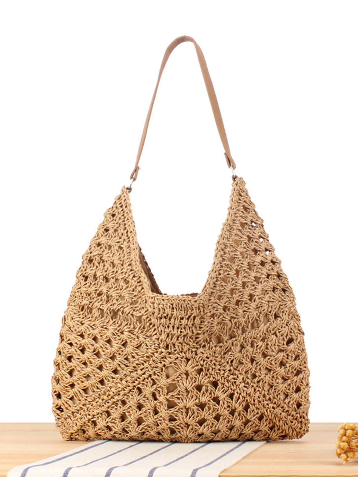 Jenny Embroidered Woven Bag in Black