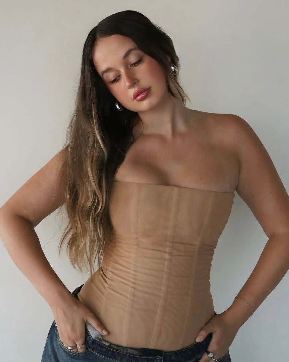 Jolie Strapless Corset Top in White