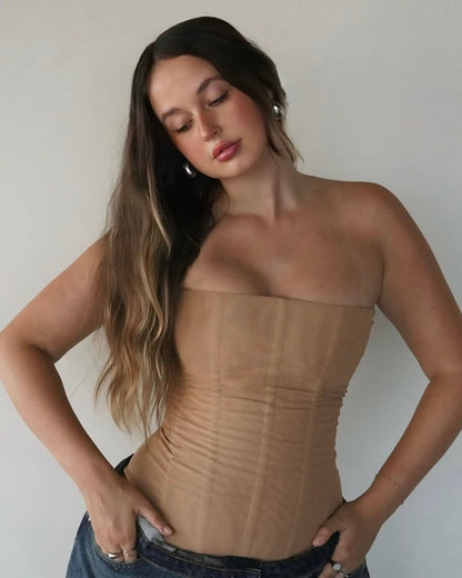 Jolie Strapless Corset Top in White
