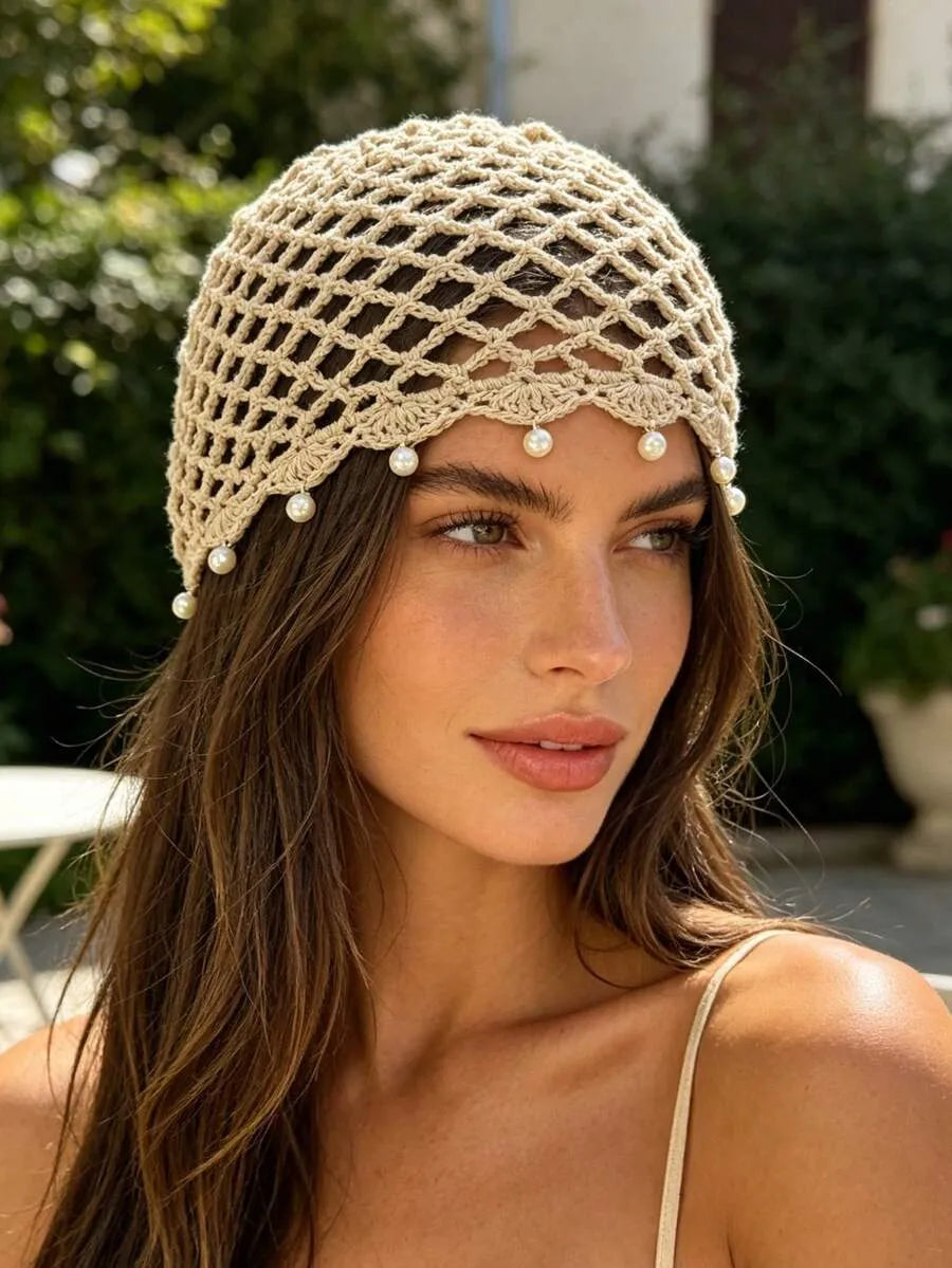 Joy Crochet Pearl Set in White