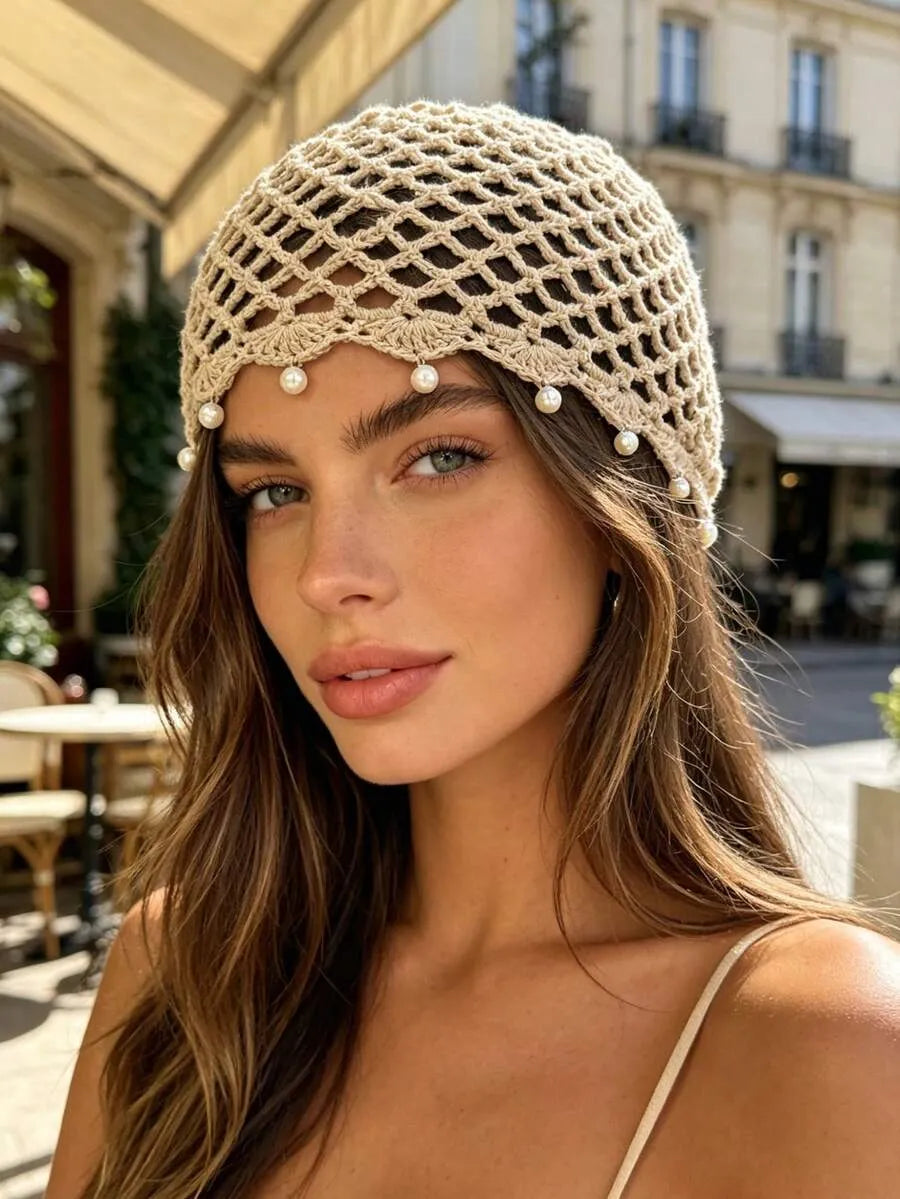 Joy Crochet Pearl Set in White