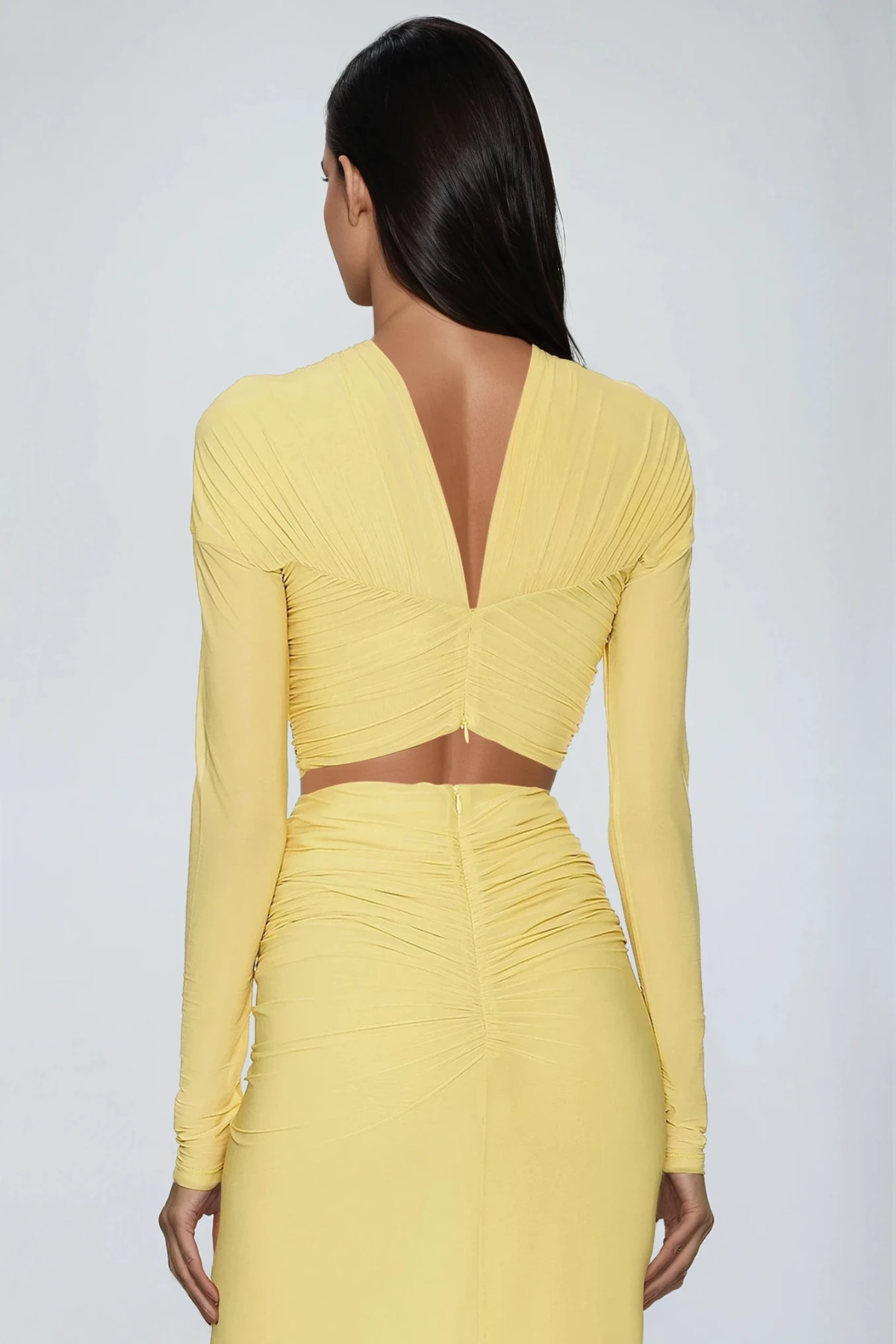 Juliet Ruched Cut-Out Set in Yellow