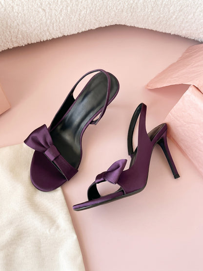 Juliette Bow Slingback Heels in Purple